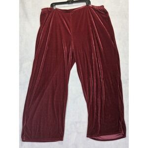 Roamans‎ Pants W 28 / 30 4X Wide Leg Pull On Holiday Christmas Dress Red Plus